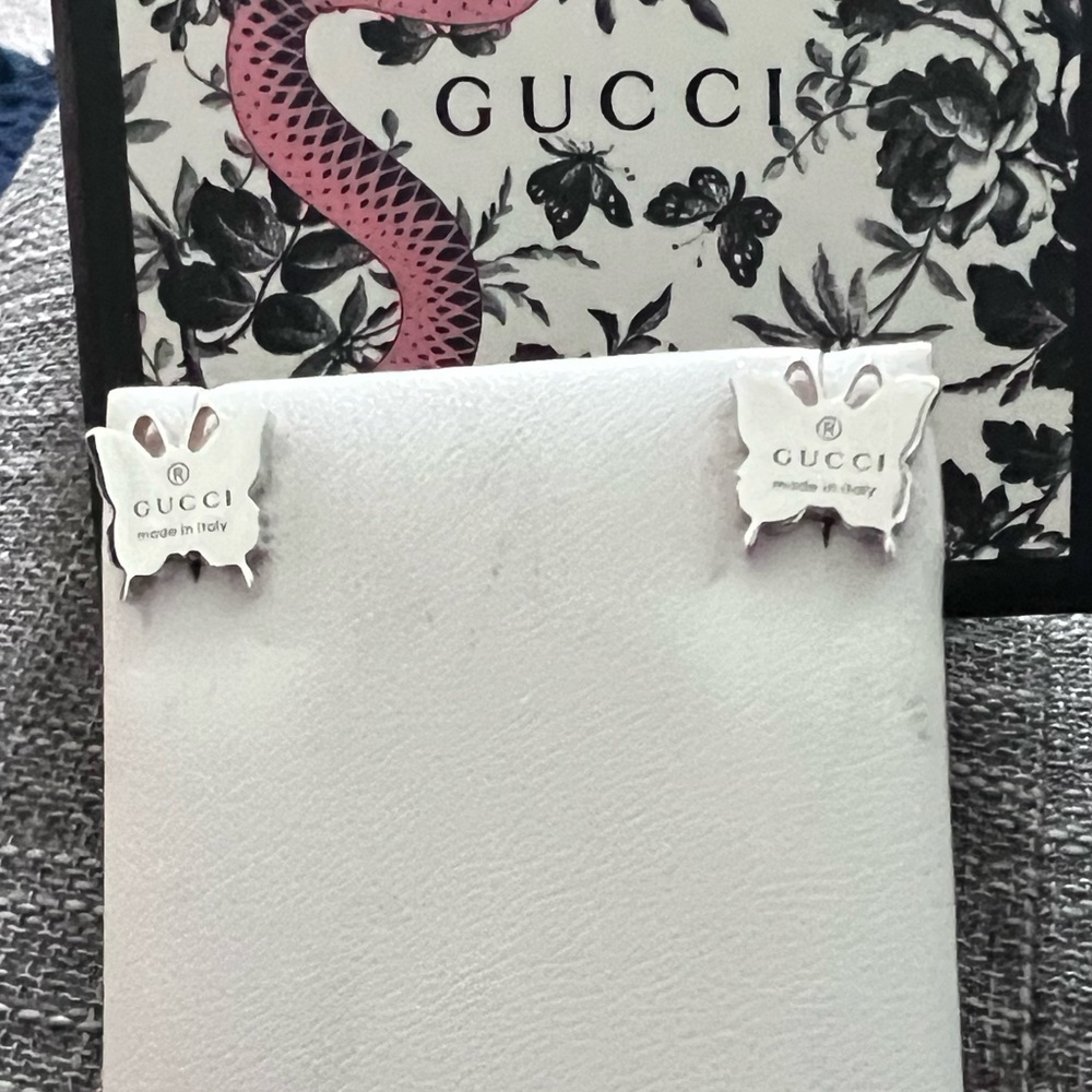 Gucci sterling silver butterfly earrings - New, never worn.
